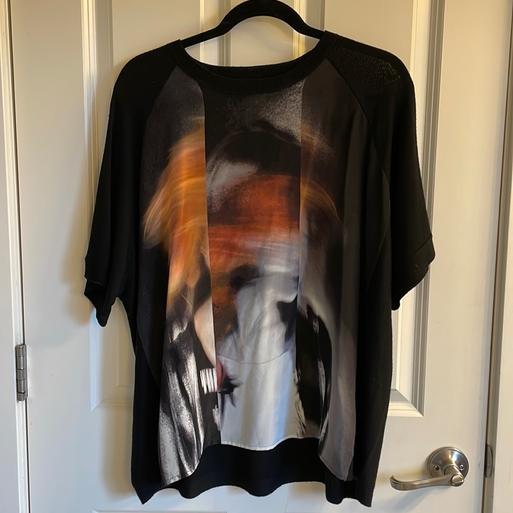 Allsaints silk and wool sweater. Printed in Italy.